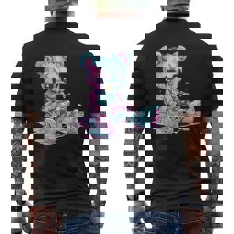 Goth Pastel Cute Creepy Kawaii Gamer Teddy Bear Gaming Men's T-shirt Back Print - Thegiftio