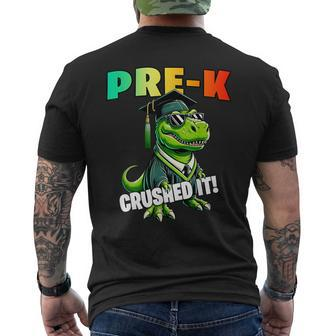 Graduation Pre-K Dinosaur T Rex Crushed It Boys Grad Men's T-shirt Back Print - Monsterry DE
