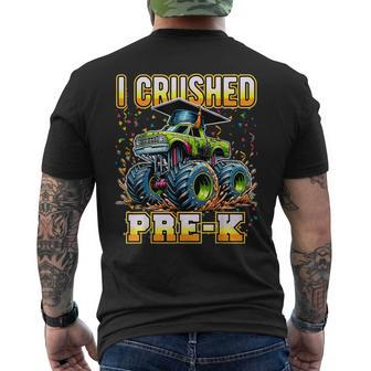 Graduation Pre-K Monster Truck Boys I Crushed Preschool Grad Men's T-shirt Back Print - Seseable