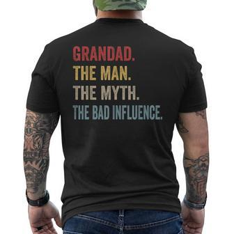 Grandad The Man Myth Bad Influence Father's Day Men's T-shirt Back Print - Monsterry UK