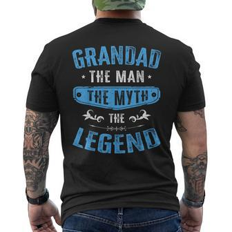 Grandad The Man The Myth The Legend Retro Vintage Men's T-shirt Back Print - Thegiftio UK