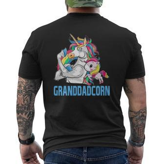 Granddadcorn Muscle Unicorn Grandpa Baby Mens Back Print T-shirt | Mazezy