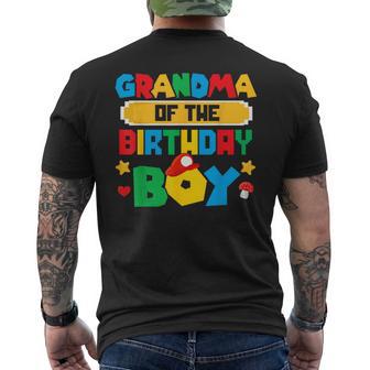 Grandma Of The Birthday Boy Game Gaming Family Matching Men's T-shirt Back Print - Monsterry CA