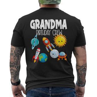 Grandma Birthday Crew Planets Outer Space Family Matching Men's T-shirt Back Print - Monsterry CA