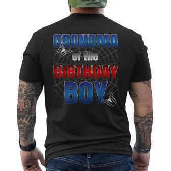 Grandma Of The Birthday Spider Web Boy Family Matching Men's T-shirt Back Print - Thegiftio