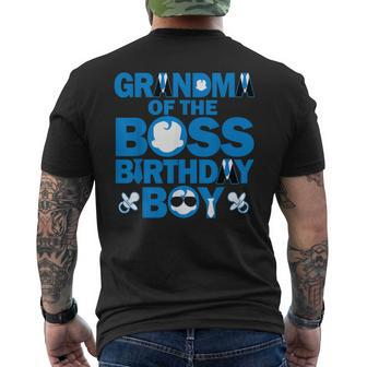 Grandma Of The Boss Birthday Boy Baby Family Party Decor Men's T-shirt Back Print - Seseable