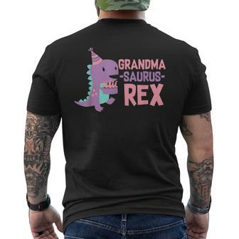 Grandma Dinosaur Family Matching Dino Birthday Girls Party Men's T-shirt Back Print - Monsterry CA