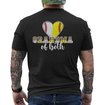 Grandma Of Both Heart Softball Baseball Grandma Men's T-shirt Back Print - Monsterry UK