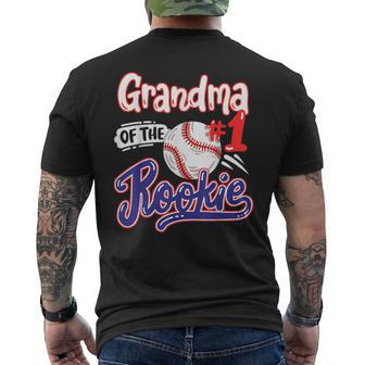 Grandma Of Rookie 1St Baseball Birthday Party Theme Matching Men's T-shirt Back Print | Mazezy