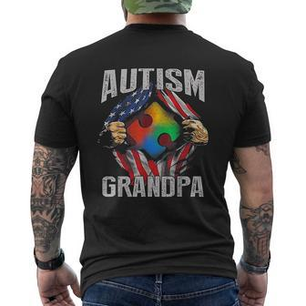 Grandpa American Flag Puzzle Mens Back Print T-shirt | Mazezy