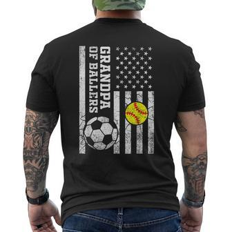 Grandpa Of Ballers Baseball Soccer Softball Player Sports Men's T-shirt Back Print - Monsterry