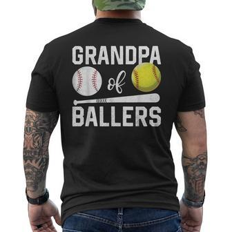 Grandpa Of Ballers Baseball Softball Father's Day Men's T-shirt Back Print - Monsterry AU