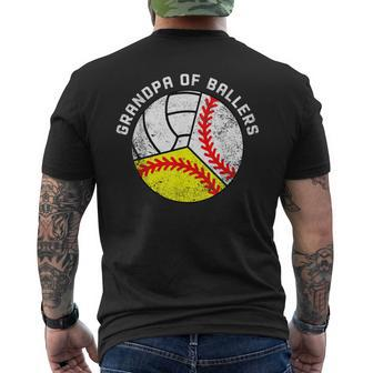 Grandpa Of Ballers Baseball Softball Volleyball Men's T-shirt Back Print - Monsterry