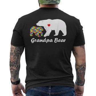 Grandpa Bear Autism Awareness Pop Pop Love Support Kids Mens Back Print T-shirt | Mazezy UK