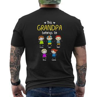This Grandpa Belongs To Personalized Papa Mens Back Print T-shirt - Thegiftio UK