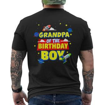 Grandpa Of Birthday Astronaut Boy Outer Space Theme Party Men's T-shirt Back Print - Monsterry AU
