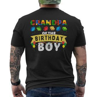 Grandpa Of The Birthday Boy Building Blocks Master Builder Men's T-shirt Back Print - Thegiftio