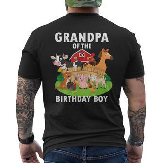 Grandpa Of The Birthday Boy Farm Animals Matching Farm Theme Men's T-shirt Back Print - Thegiftio
