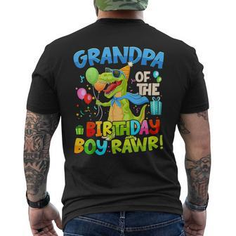Grandpa Birthday Boy Rawr Dinosaur Birthday Party Decoration Men's T-shirt Back Print - Thegiftio UK