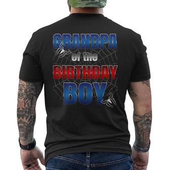 Grandpa Of The Birthday Spider Web Boy Family Matching Men's T-shirt Back Print - Monsterry CA