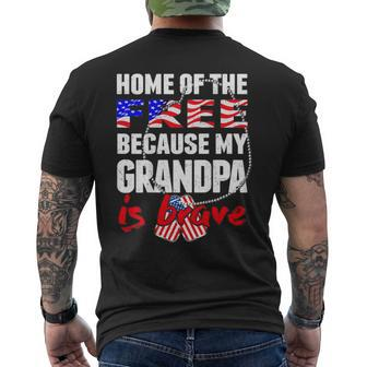 My Grandpa Is Brave Home Of The Free Proud Army Grandchild Men's T-shirt Back Print - Monsterry DE