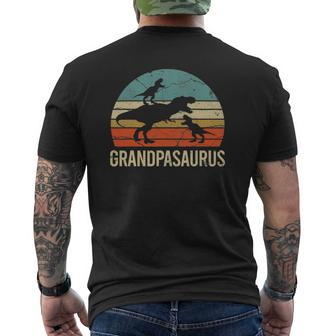 Grandpa Dinosaur Grandpasaurus 2 Two Grandkids Mens Back Print T-shirt | Mazezy CA