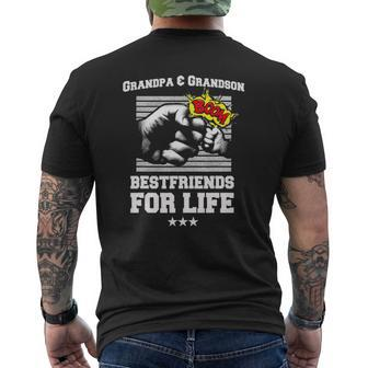 Grandpa Grandson Friends Fist Bump Pop Pop Grandad Pops Mens Back Print T-shirt | Mazezy