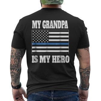 My Grandpa Is My Hero Police Grandchild Kids Mens Back Print T-shirt | Mazezy