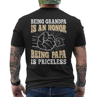 Being Grandpa Is An Honor Being Papa Is Priceless Vintage Men's T-shirt Back Print | Mazezy