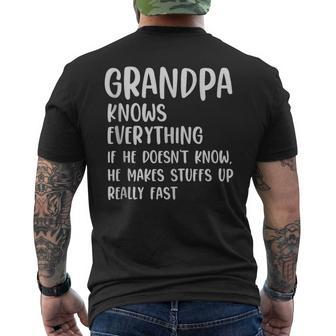 Grandpa Knows Everything Fathers Day Grandad Papa Men's T-shirt Back Print - Thegiftio UK