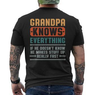 Grandpa Knows Everything Grandfather Father's Day Men's T-shirt Back Print - Monsterry AU
