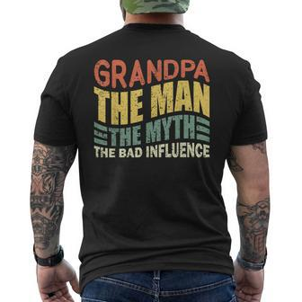 Grandpa Man Myth Bad Influence Fathers Day Men's T-shirt Back Print - Thegiftio UK