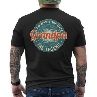 Grandpa The Man The Myth The Legend Grandfather Men's T-shirt Back Print - Seseable