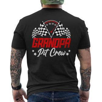Grandpa Pit Crew Birthday Party Race Car Lover Racing Family Men's T-shirt Back Print | Mazezy