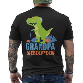 Grandpa Saurus Rex Dinosaur For Grandfather Men's T-shirt Back Print - Monsterry