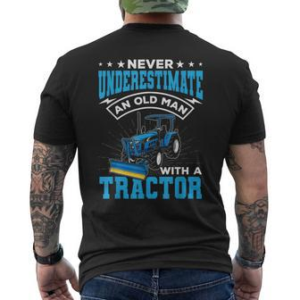 Grandpa Never Underestimate An Old Man With A Tractor Men's T-shirt Back Print - Thegiftio UK