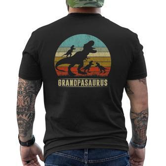Grandpasaurus Rex Grandpa Dinosaur 3 Three Kids Father's Day Mens Back Print T-shirt | Mazezy DE
