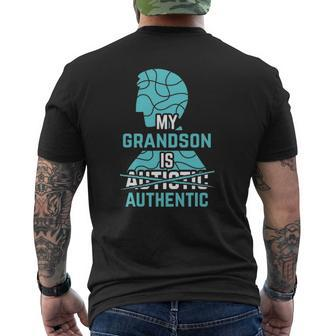 My Grandson Is Authentic Autism Awareness Autistic Spectrum Mens Back Print T-shirt | Mazezy