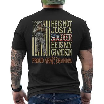 My Grandson Is A Soldier Proud Army Grandpa Grandfather Men's T-shirt Back Print - Monsterry UK