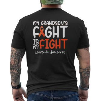My Grandson's Fight Is My Fight Leukemia Cancer Awareness Mens Back Print T-shirt | Mazezy