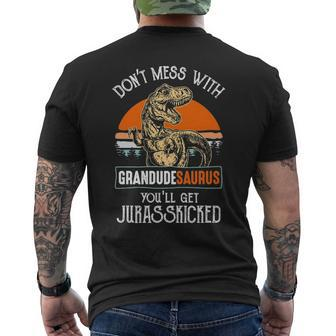 Grandude Grandpa Dont Mess With Grandudesaurus Mens Back Print T-shirt - Thegiftio