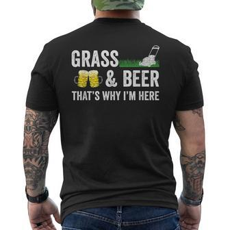 Grass And Beer Gardening Lawn Mowing Men's T-shirt Back Print - Thegiftio UK