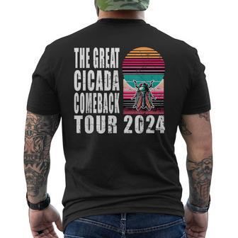 Great Cicada Comeback Tour 2024 Insect Invasion Retro Men's T-shirt Back Print - Seseable