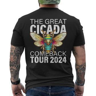 Great Cicada Comeback Tour 2024 Insect Invasion Retro Men's T-shirt Back Print - Monsterry