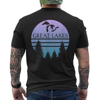 Great Lakes Of Michigan Lakes Silhouette Trees Men's T-shirt Back Print - Monsterry CA