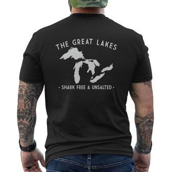 Great Lakes Shark Free And Unsalted Vintage Mens Back Print T-shirt - Thegiftio UK