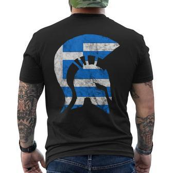 Greek Sparta Soldier Greece Spartan Gladiator Helmet Warrior Men's T-shirt Back Print - Monsterry AU