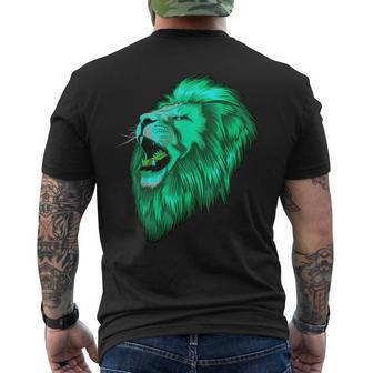 Green Mint Lion Head Lion King Of The Beasts Animal Cats Men's T-shirt Back Print - Monsterry UK