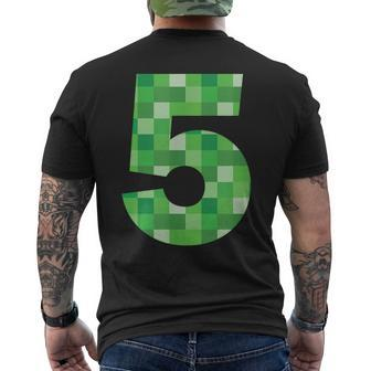 Green Pixel Number 5 5Th Birthday Gamer Number 5 Men's T-shirt Back Print - Monsterry AU