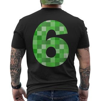 Green Pixel Number 6 6Th Birthday Gamer Number 6 Men's T-shirt Back Print - Monsterry DE